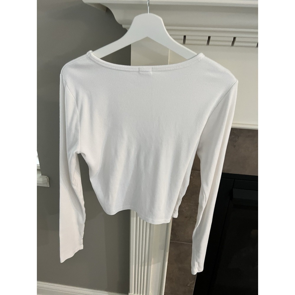 Garage Ribbed White Long Sleeve Top Size XL - Picture 2 of 7
